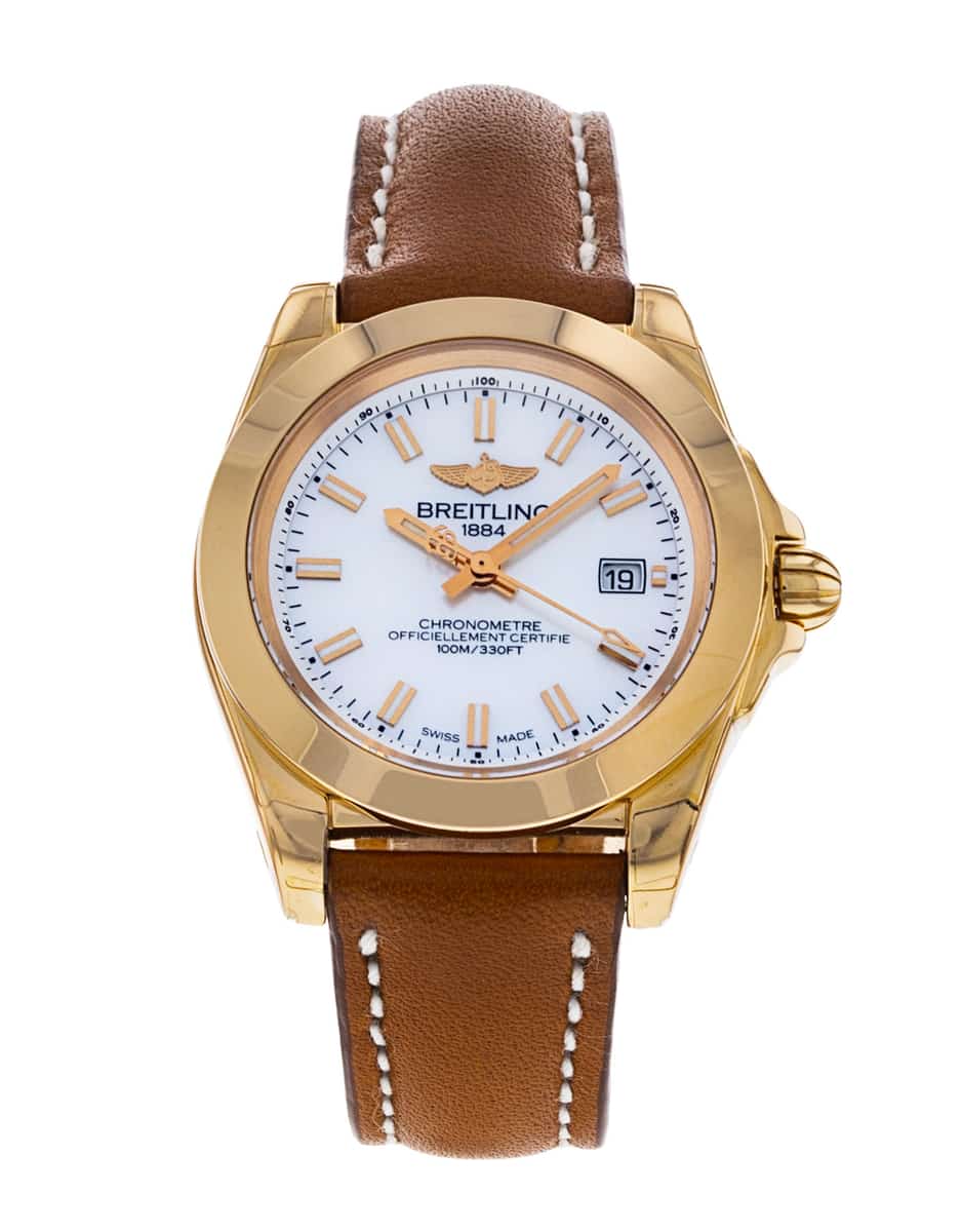 Breitling Galactic 32 Mother of Pearl White Baton Dial